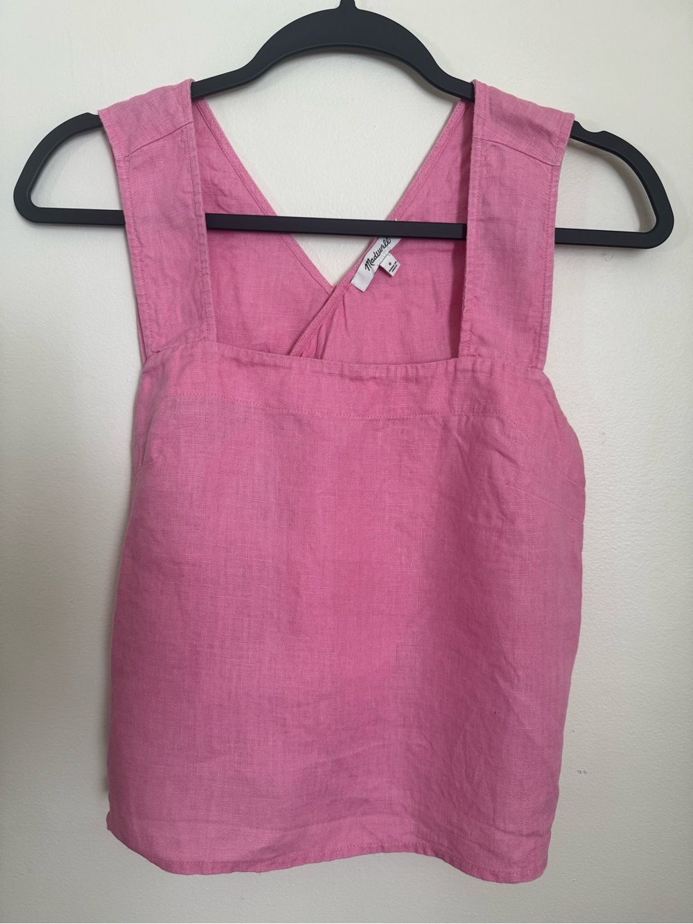 Madewell Pink Linen Square-Neck Tank